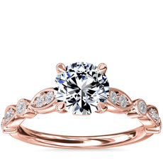 Cathedral Milgrain Marquise-Shape and Dot Diamond Engagement Ring in 14k Rose Gold (0.23 ct. tw.)